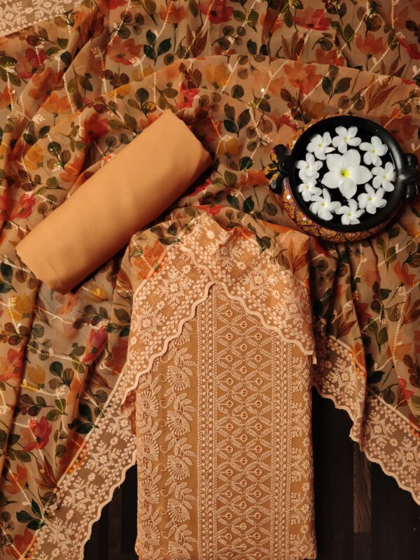 Suit (Chikankari Georgette) Orange PNDM500100ORGR - Image 3