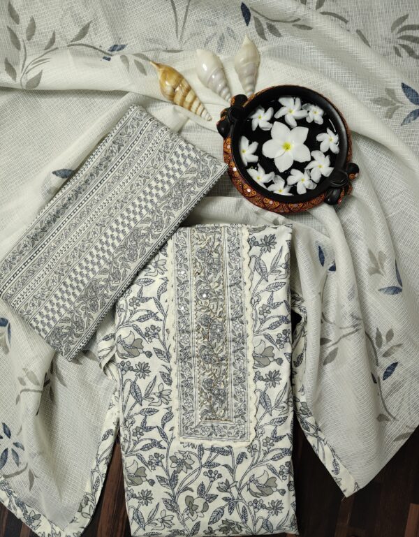 Suit (Printed) White Grey PNDM750200WHCN