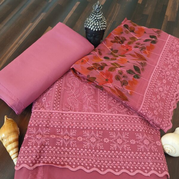 Suit (Chikankari Georgette) Onion Pink PNDM500100PKGR - Image 3