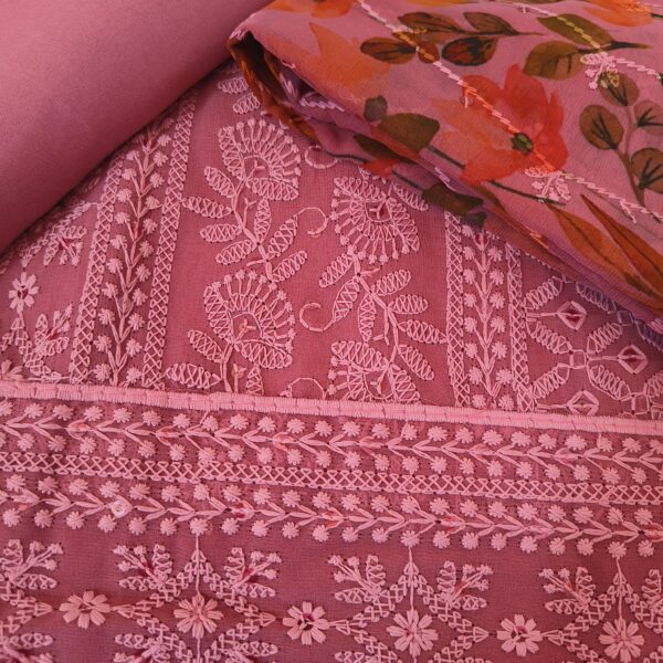 Suit (Chikankari Georgette) Onion Pink PNDM500100PKGR - Image 4