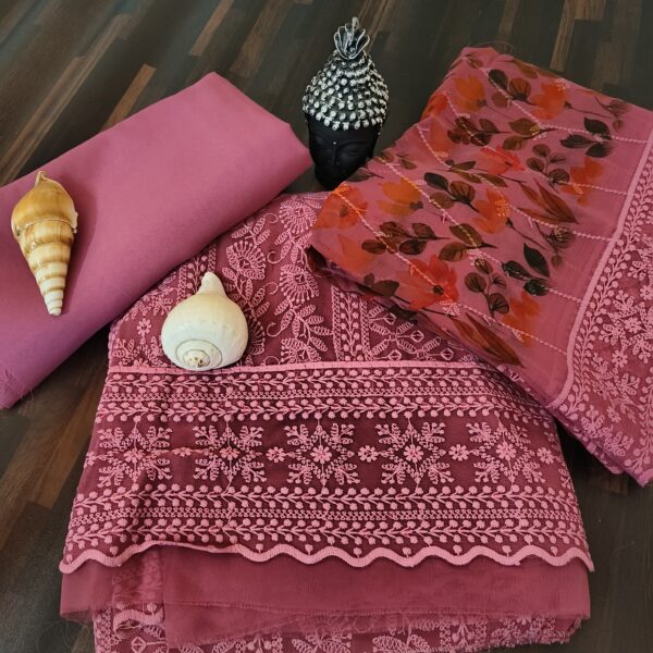 Suit (Chikankari Georgette) Onion Pink PNDM500100PKGR - Image 6