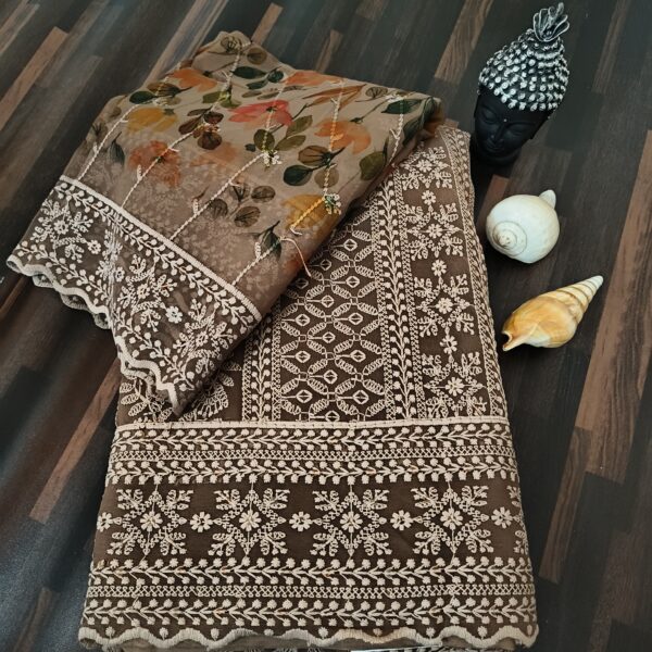 Suit (Chikankari Georgette) Brown PNDM500100BRGR - Image 2