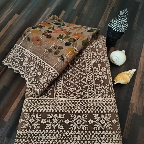 Suit (Chikankari Georgette) Brown PNDM500100BRGR - Image 4