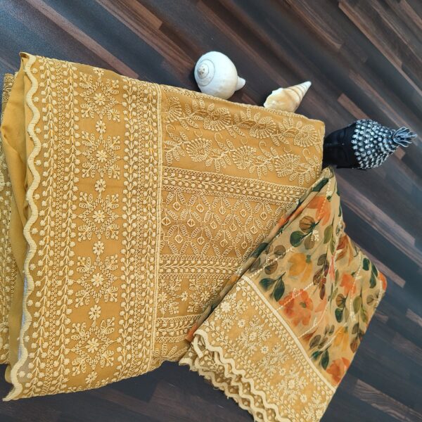 Suit (Chikankari Georgette) Mustard PNDM500100YLGR - Image 2
