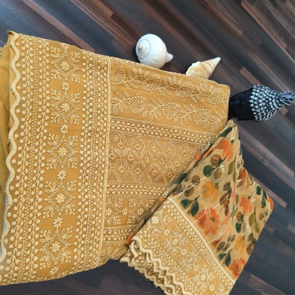 Suit (Chikankari Georgette) Mustard PNDM500100YLGR - Image 3
