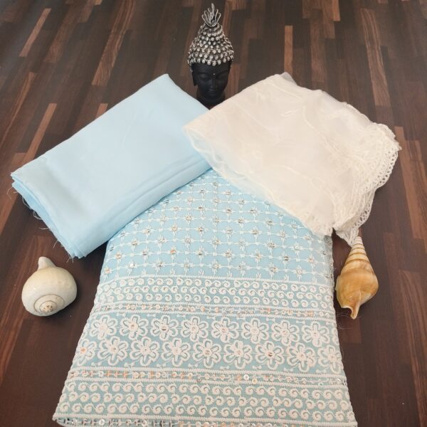 Suit (Georgette Chikankari) Sky Blue PNDM505000BLGR - Image 2