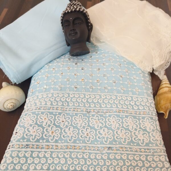 Suit (Georgette Chikankari) Sky Blue PNDM505000BLGR - Image 5