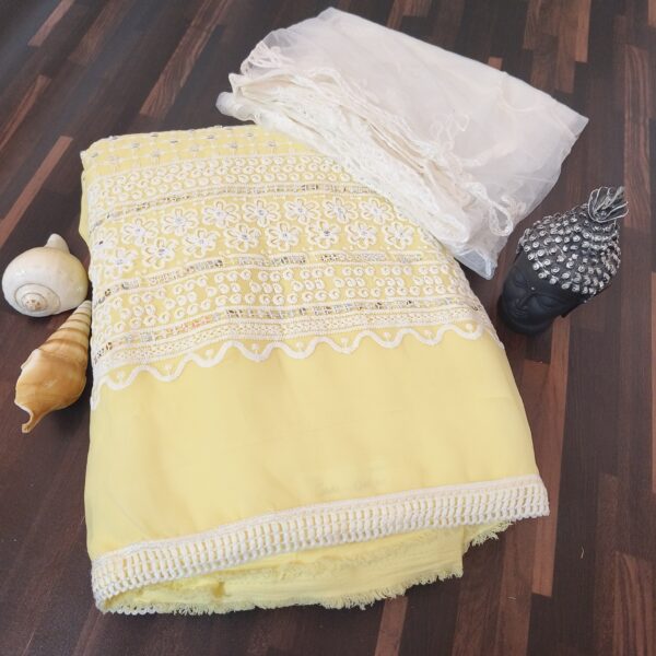 Suit (Georgette Chikankari) Lemon PNDM505000YLGR - Image 4