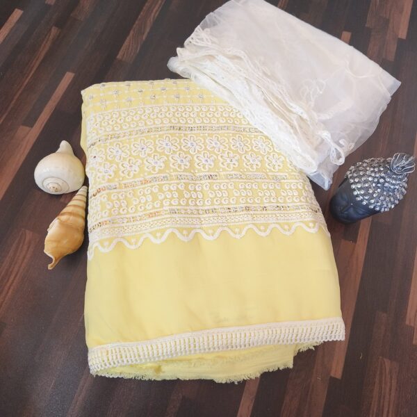 Suit (Georgette Chikankari) Lemon PNDM505000YLGR - Image 3
