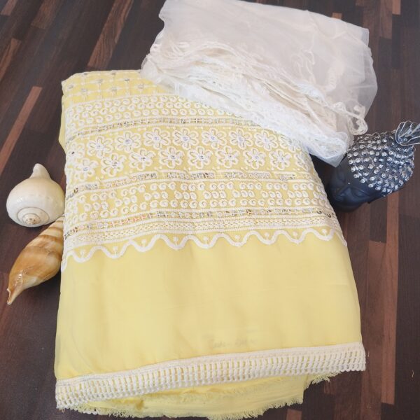 Suit (Georgette Chikankari) Lemon PNDM505000YLGR - Image 5
