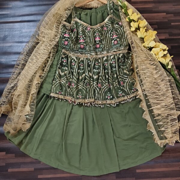 Crop Top Plazzo/Sharara Mint Green PLSS501300LGGR - Image 2