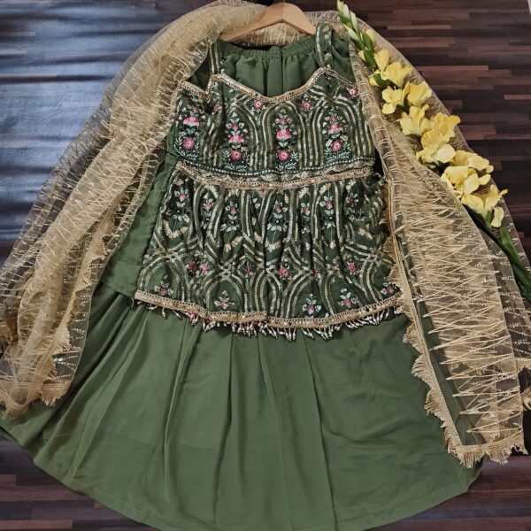 Crop Top Plazzo/Sharara Mint Green PLSS501300LGGR - Image 3