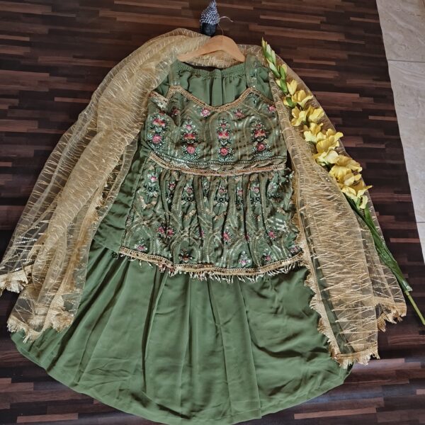 Crop Top Plazzo/Sharara Mint Green PLSS501300LGGR - Image 4