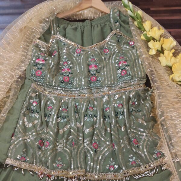 Crop Top Plazzo/Sharara Mint Green PLSS501300LGGR - Image 5