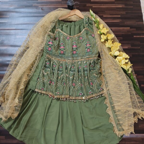 Crop Top Plazzo/Sharara Mint Green PLSS501300LGGR