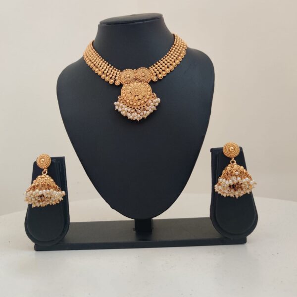 Gold Plated Antique Necklace Set PNJW005200GDAN
