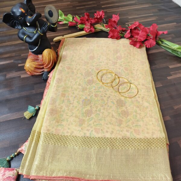 Saree (Kolkata Cotton) Golden PNSR757200GDWB - Image 6