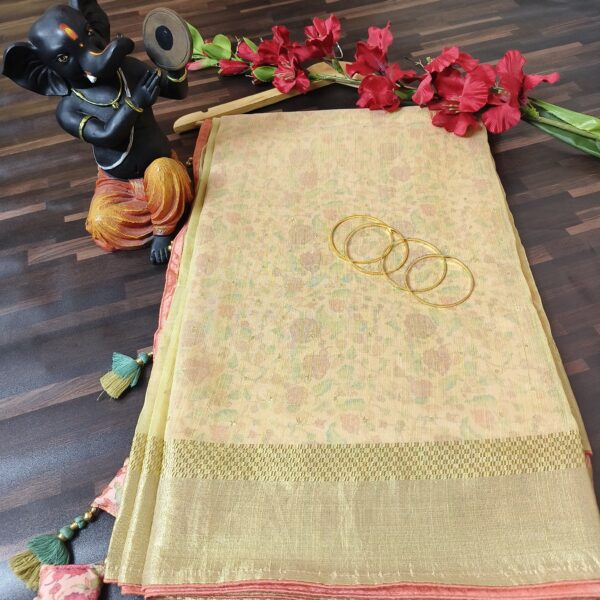 Saree (Kolkata Cotton) Golden PNSR757200GDWB - Image 5