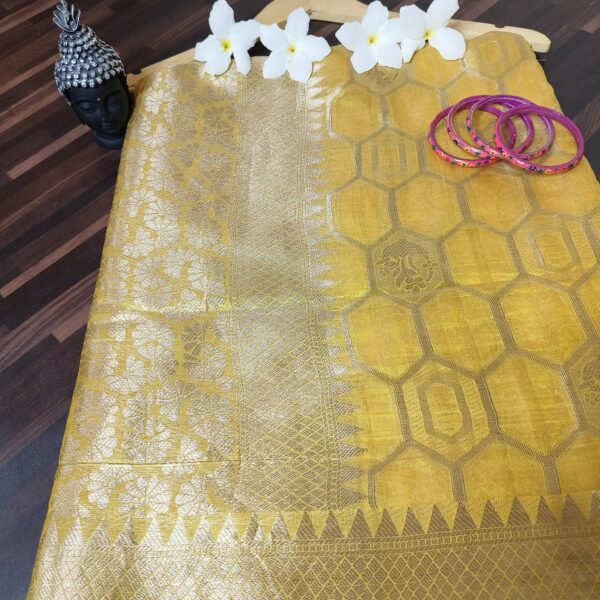 Saree (Organza) Yellow PNSR206100YLOZ - Image 3